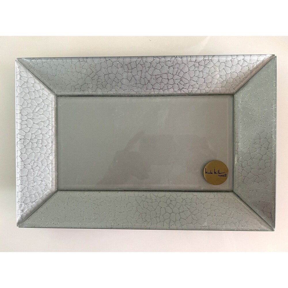 Nicole Miller Silver Tray 12 x 8 x 1 in Decorative Metallic Design Acrylic NEW